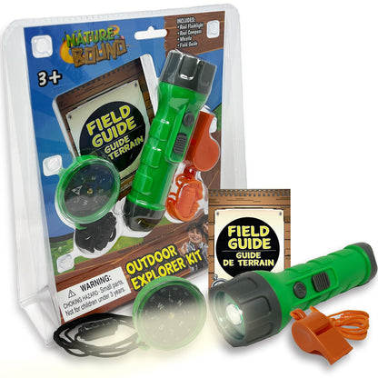 Nature Bound Outdoor Explorer Kit with Flashlight, Compass, Whistle, and Field Guide, Gift for Boys and Girls for Hiking, Camping, and Exploring Nature