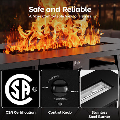 BALI OUTDOORS Propane Fire Pit Patio Outdoor Fire Pit Table Large Firepits for Outside Black