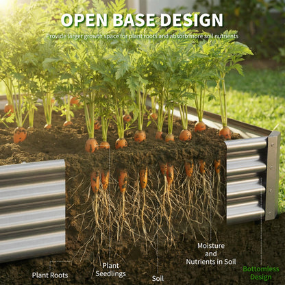 Anmiro Galvanized Raised Garden Bed,Outdoor Planter Box Metal Patio Kit Planting Bed for Vegetables Flowers Herb (Galvanized, 8x4x1ft-2p)