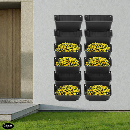 Bazargame Self Watering Vertical Wall Planter with 36 Pots, Vertical Garden Planter for Indoor Plants, Mounted Planter Flower Pot Holder for Herbs Vegetables Fruits, Black