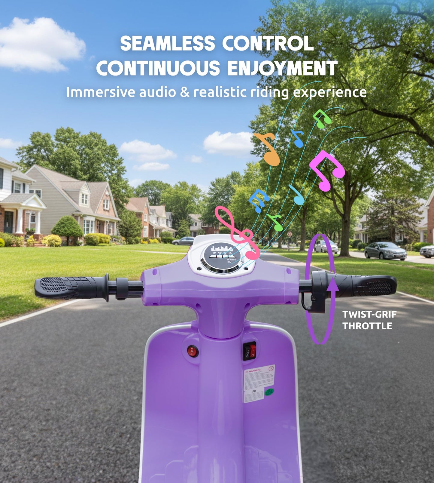 Kids Motorcycle, 2 Wheel Electric Motorcycle for Girls Ages 8-12, 24V Ride on Toys with Music, Story, Headlight, 3 Speed Options, Up to 60min Ride Time, for Riders up to 143 lbs, Easy Assemble, Purple