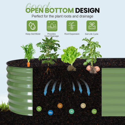 G GOOD GAIN Raised Garden Beds - 6x2x1.4ft Galvanized Planter Boxes Kit with Protective Tape & Gloves & Tools | Oval Metal Outdoor Raised Bed for Gardening Vegetables, Fruits, Flowers, Herbs, Oliver