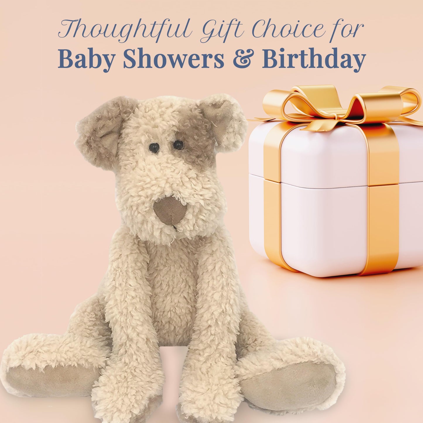 MON AMI Bogart Shaggy Puppy Plush Toy - 18", Soft & Cuddly Plushie with Long Legs & Floppy Feet, Adorable Stuffed Animal for Kids, Baby Gift, Huggable Soft Toy, Perfect for Snuggling & Playtime