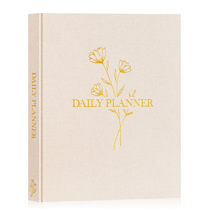 Lanpn Undated Daily Planner Hourly Schedule Notebook, 196 Pages 2 Page per Day To Do List Notebook Notepad Appointment Work Planner, Hardcover Daily Journal Organizer Book For Women 7.7" x 9.3" Beige