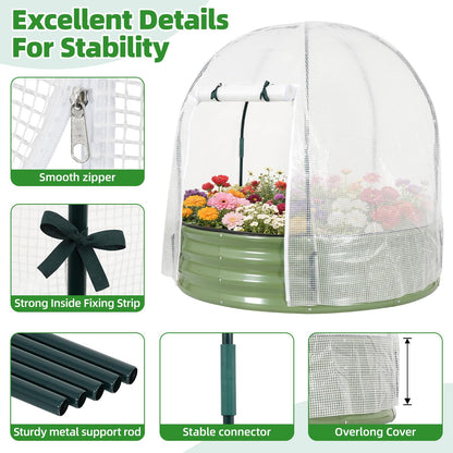 VIREO GARDEN Galvanized Raised Garden Bed with Cover | 4x4x1FT Metal Planter Box Outdoor with Greenhouse PE Cover for Winter & Mesh cover for Summer | 3-in-1 Raised Bed with Windows for Easy Gardening