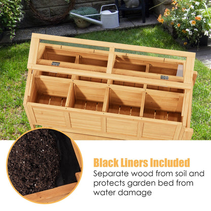 Raised Garden Beds on Wheels with Legs and Cover Elevated Herb Planter Box Cart Outdoor with Bed Liner,Storage Shelf,Seed Starter Tray for Backyard Patio Gardener Porch Outside (Country Rustic)