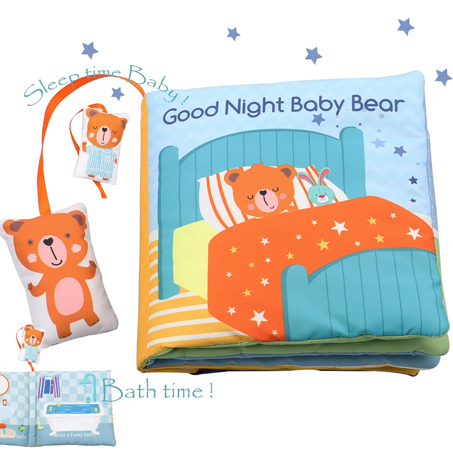 Fish Baby Crinkle Books with Teddy Bear Book Toys for Newborn Babies Infants 0-6, 6-12 and 12-18 Months, Books for 1 Year Old