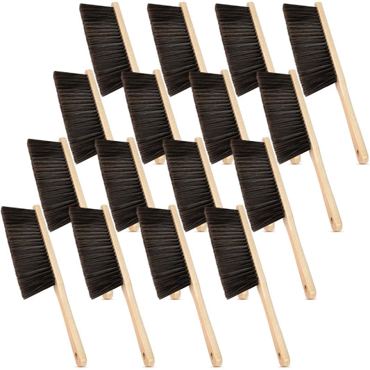 Tioncy 16 Pieces Wooden Dust Brush Bulk Hand Broom Bench Soft Bristle Cleaning Outdoor Furniture Brushes with Long Wood Handle for Cleaning Car Bed Sofa Fireplace Couch Clothes