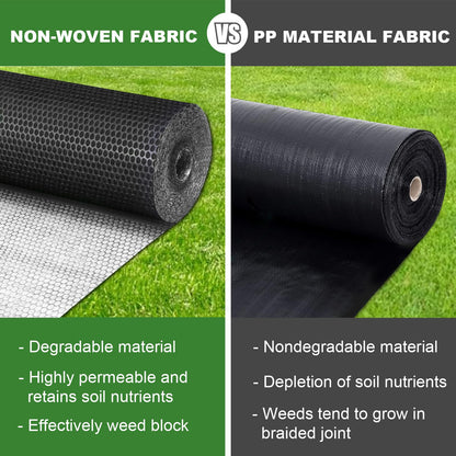 EnonGarden 3x100ft Non-Woven Weed Barrier Landscape Fabric, 3.5oz Heavy-Duty Garden Ground Cover White Weed Control Mat, Weed Blocker Mats Easy Setup for Yard, Garden Bed, Orchard, Farm, Fruit Trees