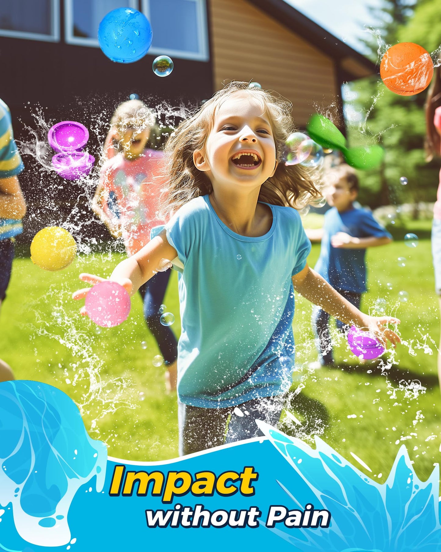 Tlitlimom Reusable Water Balloons, Summer Toy Water Toy for Boys and Girls, Pool Beach Toys for Kids ages 3-12, Outdoor Activities Water Toys Self Sealing Water Splash Ball for Fun (6Pack)