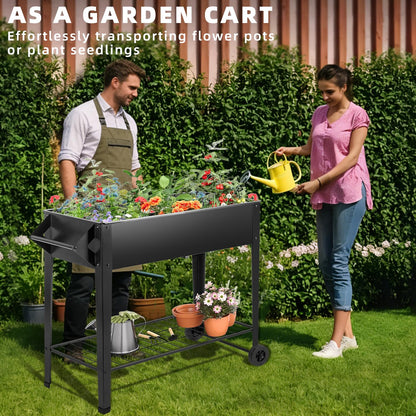 Kendane 32" Elevated Raised Garden Bed Outdoor - Rust-Resistant Metal Spacious Planter Box with Drainage Holes for Patio Balcony Deck Small Space - Grows Vegetables Tomatoes Herbs Flowers