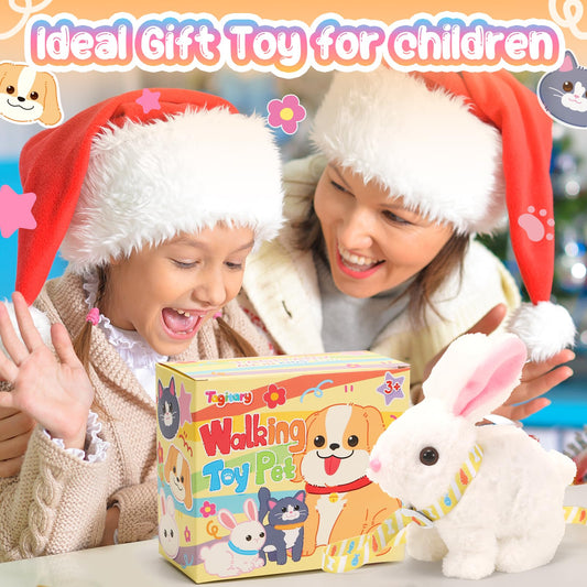 Tagitary Easter Plush Bunny Toys Electronic Toy with Sounds,Wiggling Ears,Twitching Mouth and Nose, Interactive Rabbit Toy for Kids with Leash,Easter Basket Stuffers Birthday Gift for Toddlers