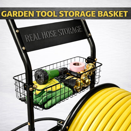 Real Hose Storage Garden Hose Reel Cart, Heavy Duty Hose Reel with Wheels, Outdoor Water Hose Reel for Backyard, Garden, or Lawn, Metal Hose Carts (400ft Hose Carriage)