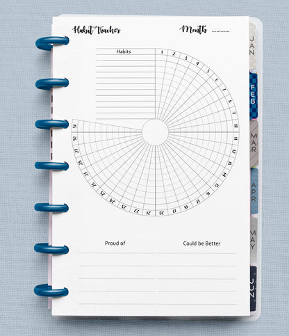 Habit Tracker Inserts for 9-Disc Planners (7 x 9.25 inches), Resolution Tracker, Monthly Habit Planner Refill, 12 Months Supply Compatible with Happy Planner ARC and TUL