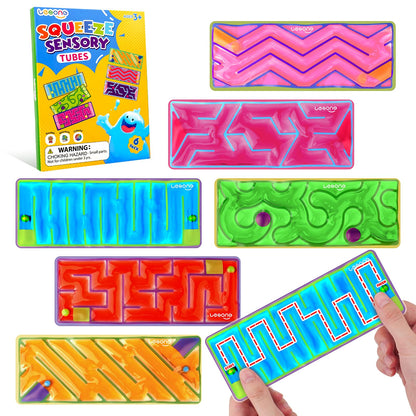 Squishy Sensory Fidget Autism Toys for Kids: Sensory Toys for Sepcial Need 6 Pack Maze - Quiet Fidget Sensory Filled Goo for Calming Down Classroom, Adult Office,Travel Essentials,Easter Gifts for Kid