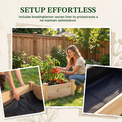 ZSYWODFO 8x2ft Outdoor Wooden Raised Garden Bed, Elevated Planter Box for Vegetables/Garden/Lawn/Patio, Natural Wood, 96 x 24 x 9in