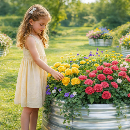Land Guard Galvanized Raised Garden Bed Kit, Round Large Metal Galvanized Planter Raised Garden Boxes Outdoor…
