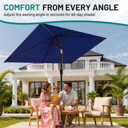 AreShark 6.5' x 10' Rectangular Patio Umbrellas for Outdoor, Outdoor Table Umbrella, Large Outdoor Patio Umbrellas with 6 Sturdy Ribs for Pool, Garden, Deck & Market (Navy)