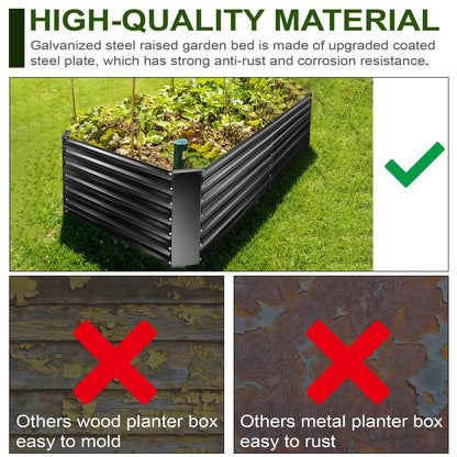 EDOSTORY Metal Raised Bed Garden Bed Kit, 8x4x2ft Tall Galvanized Planter Raised Garden Boxes Outdoor, Large Metal Raised Garden Beds for Flowers, Vegetables, Herbs