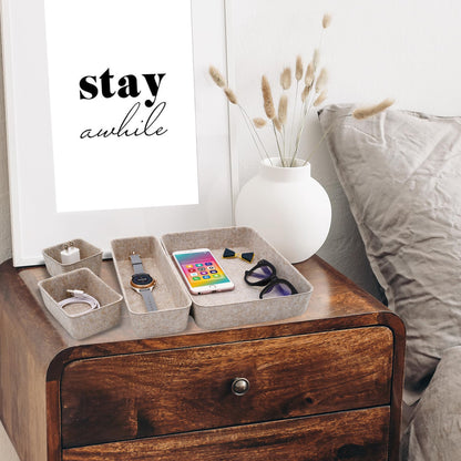 Welaxy Desk Drawer Organizer Tray, 8-Piece Beige Office Storage, Nordic Minimalist Lifestyle (Oatmeal)