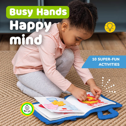 deMoca Toddler Travel Toys for Airplane and Car Rides, Quiet Busy Book for Toddlers 1-3, Plane Toys for 1 Year Old, Montessori Activity Book with All Parts Attached, Screen