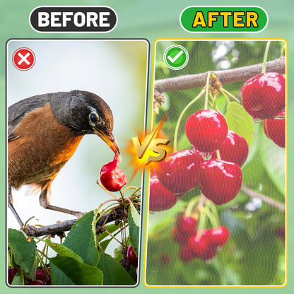 Easy Installation Fruit Tree Netting with Zipper & Drawstring - 8.2x6.6ft Ultra Fine Mesh Garden Protection Screen to Protect Pear Peach Apple from Bird Insect Bug Cicada Deer Squirrel