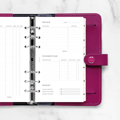 Filofax Lifestyle Refill, Personal Size, Organizer Refill, White Paper, Expense Tracker, 56 Sheets (B132850)