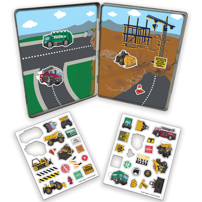 TCG Toys Tonka Magnetic Creations Tin with 40 Magnetic Play Pieces in Tin That Doubles As Storage Space, Multicolor