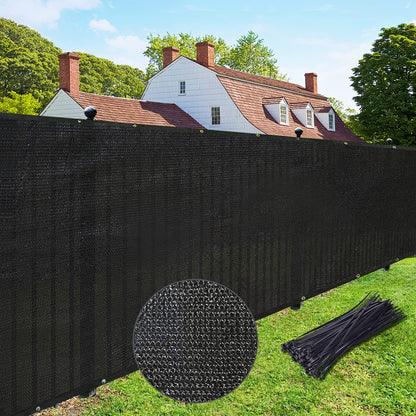 UPGRADE Privacy Screen 6' x 50' Fence Commercial Shade Cover with Brass Grommets Heavy Duty Perfect for Outdoor Back Yard, Black, Customizable