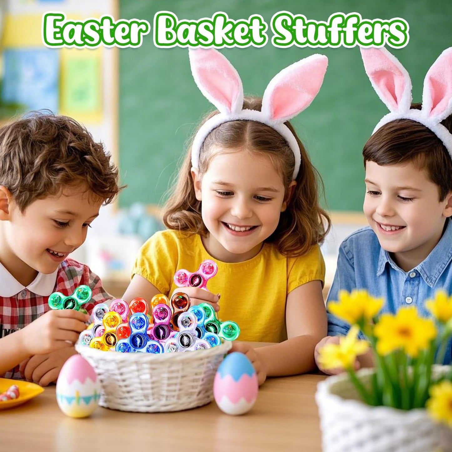 Gigilli Fidget Spinners 16 Pcs, Kids Easter Basket Stuffers Easter Egg Fillers Gifts, Light Up Fidget Toys Bulk Goodie Bag Stuffers Glow in The Dark Party Favors Gifts Return Classroom Prizes