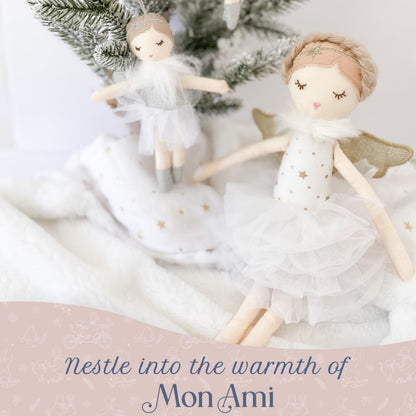 MON AMI Adele Small White Angel Stuffed Doll – 15”, Soft & Cuddly Plush Doll, Use as Toy or Room Decor, Great Gift for Kids of All Ages