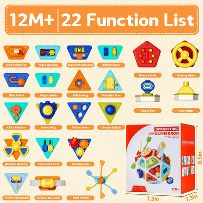 22-in-1 Busy Board for 1 Year Old, Activity Cube Montessori Sensory Toys for for Toddler 1-3, Early Educational Travel Toy for 1 Year Old Kid , Fine Motor Skills Gifts for Infant 12-18 M+ Boys & Girls