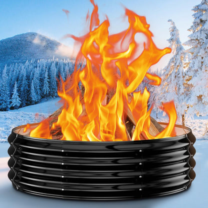 48 Inch Large Outdoor Fire Pit Ring,Heavy Duty High Heat Resistant Wood Burning Firepit for Outside,12" Tall,Galvanized Steel Outdoor Fireplace & Fire Pits Bowl for Backyard Bonfire, Patio,Camping