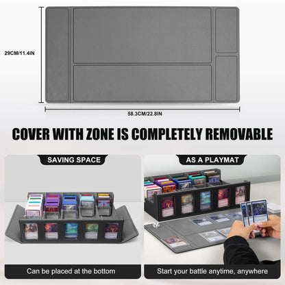 Kabinka Trading Card Storage Box with Commander Display, 5-Row Deck Case with Removable Lid; 3900+ Card Organizer for MTG TCG PTCG Sports Card, Top Loaders Storage Box (Black)