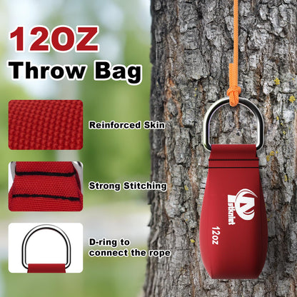 Aystkniet Arborist Throw Line Kit with Slick Rope & 12oz Throw Weight & Reflective Storage Bag, Polyester Throw Line and Reinforced Arborist Throw Ball Kit for High Limbs Trimming Cutting