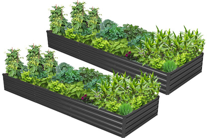 Easllre 2PCS 10x3x1ft Galvanized Raised Garden Bed,Outdoor Planter Box Metal Patio Kit Planting Bed for Vegetables Flowers Herb,Black