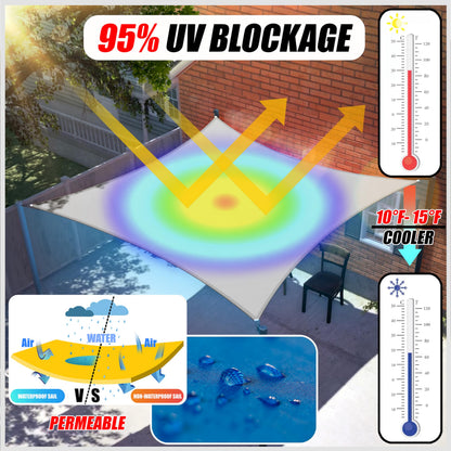 ColourTree 16' x 16' x 16' Yellow Triangle Waterproof Sun Shade Sail UPF50 Canopy Awning Shelter, 95% UV Block Water Resistant, Garden Carport Outdoor Patio (We Customize)