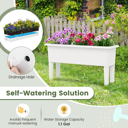 Giantex Raised Garden Beds Outdoor Set of 2, Self-Watering Planter Box with Detachable Legs & Drainage Hole, Outdoor Raised Container for Vegetable Fruit Herbs, 31.5”Lx12”Wx16”H, Easy Assembly (White)