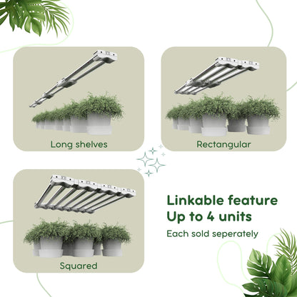 BoostGro LED Grow Light Full Spectrum Modular Linkable 5000K Daylight + 660nm Red Indoor Plant Lighting Fixture (2 FT, White) (1 Pack)