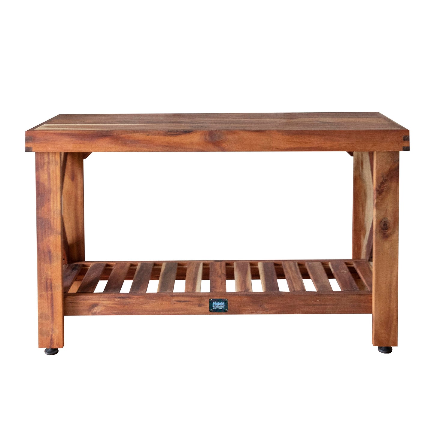 Backyard Discovery 48" Acacia Wood Farmhouse Narrow Console Table with Lower Slat Storage Shelf, Water-Resistant Design for Patio, Deck, Entryway, Living Room, Sofa Table, Indoor or Outdoor Use