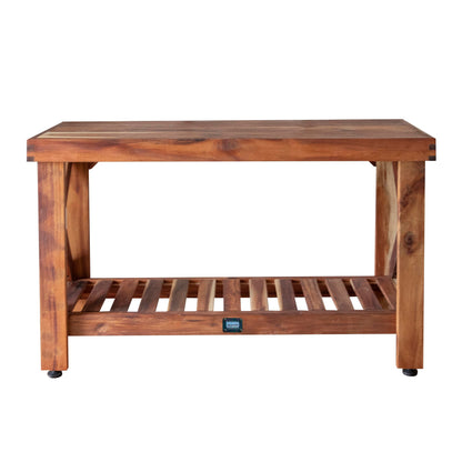 Backyard Discovery 48" Acacia Wood Farmhouse Narrow Console Table with Lower Slat Storage Shelf, Water-Resistant Design for Patio, Deck, Entryway, Living Room, Sofa Table, Indoor or Outdoor Use