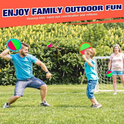 Toss and Catch Ball Game Set - Outdoor & Indoor Activity Toys for Kids - Sticky Paddle Ball Toy for Boys Girls 3 4 5 6 7 8-12 Year Old - Great Games for Beach Pool Yard - Easter Basket Stuffers Gifts