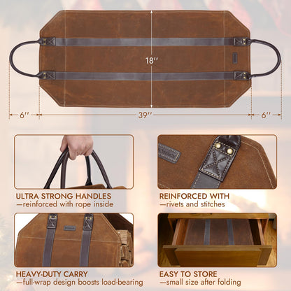 INNO STAGE Canvas Log Carrier Bag,Durable Wood Tote,Fireplace Stove Accessories,Extra Large Firewood Holder with Handles for Camping (Rust)