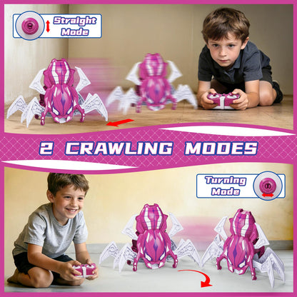 Agard Remote Control Spider Robot Toy - 2.4 GHZ RC Spider Toys, Realistic Remote Control Animal - Kids Easter Gifts Toys for 3 4 5 6 7 8 9 Year Old(Pink White)