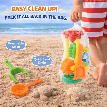 Liberty Imports Double Sand & Water Wheel Tower Beach Toy Set w/Built-in Funnel, Sieve, Bucket, Shovel, Rake, Animal Molds for Kids, Toddlers Play