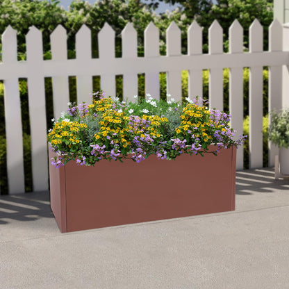 Ginelm 38”L x 15”W x 15”H Metal Long Planter Box for Outdoor Plants Large Rectangular Planter Boxs Spliced Flower Pot for Flowers Garden