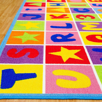 Kids/Baby Room/Daycare/Classroom/Playroom Area Rug Letters Numbers Fun Educational Shapes Non-Slip Back Bright Colorful Vibrant Colors (8 Feet X 10 Feet)
