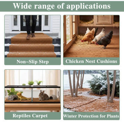 EIMQUVW 4 Rolls 16x40 Inch(40cm*100cm) Coconut Coir Liner Roll Coco Liner Roll Coconut No-Slip Ice and Snow Carpet Mats Natural Coir Fiber Liner Sheets Carpet Animal Pet Pad