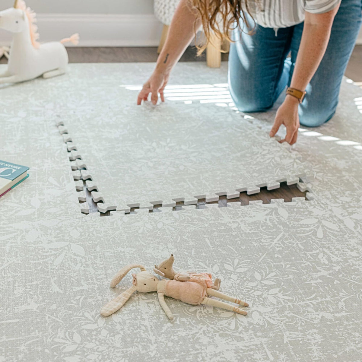 Little Landings Baby Play Mat for Floor - Eden (4x6ft) - Premium EVA Foam Play Mat for Babies & Toddlers (Ages 0-5+) - Non-Toxic Playmat for Tummy Time, Crawling & Playroom - Stylish & Comfortable