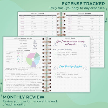 Clever Fox Budget Planner Spiral – Expense Tracker Notebook – Monthly Budgeting Organizer, Finance Logbook & Accounts Book to Control Your Money – Undated Bill Tracker, 6.3x8.4” - Mint Cream